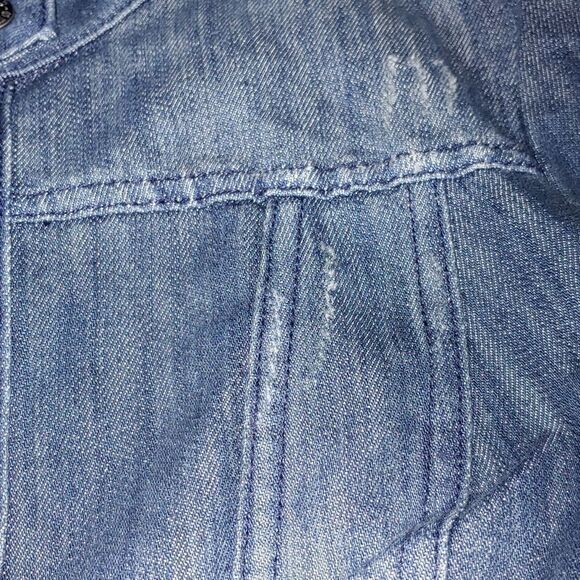 Guess Zipper Down distressed jean denim jacket  Sz M - Picture 6 of 9